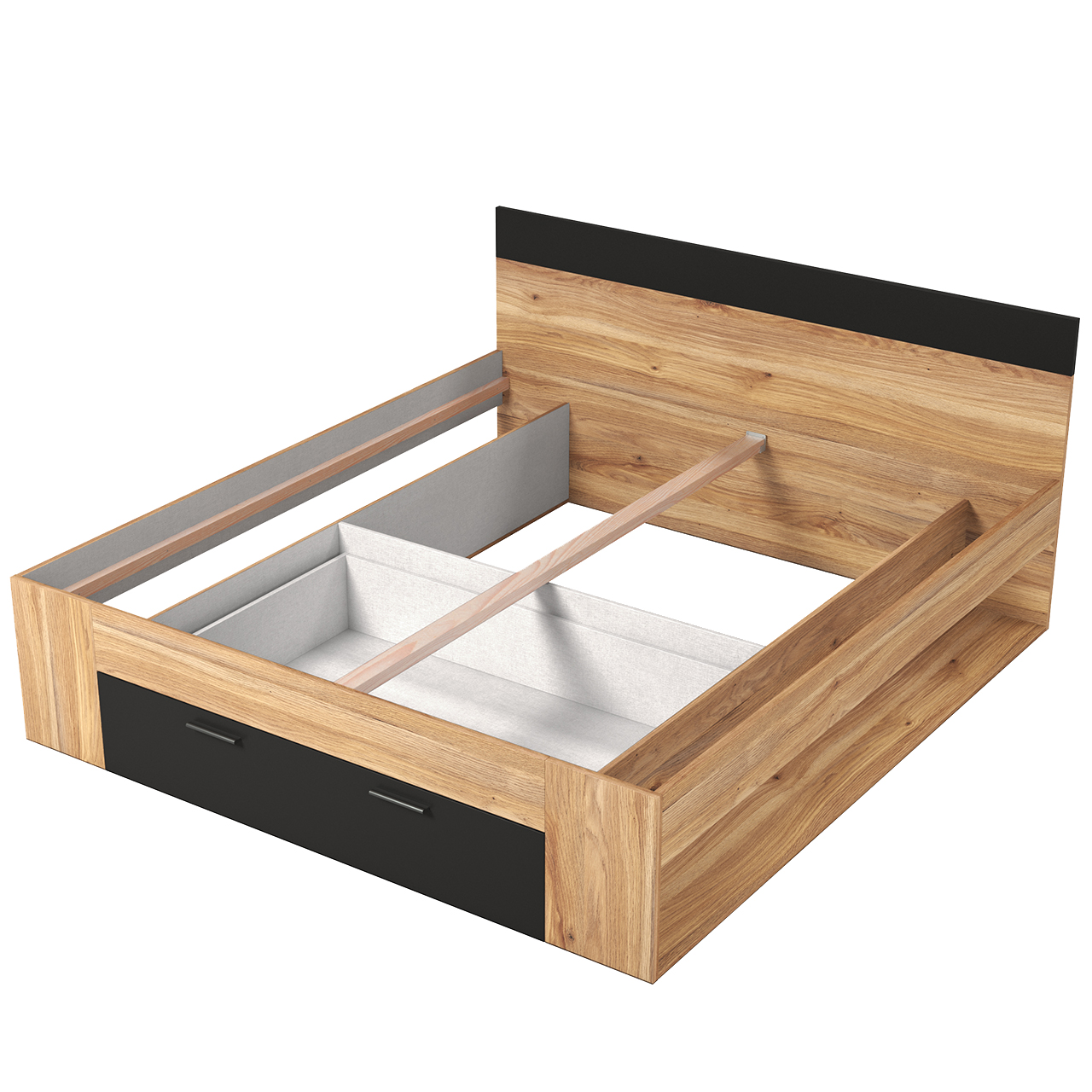 Łóżko z szufladami 180x200 BETA BE92 dąb mauvella / czarny
