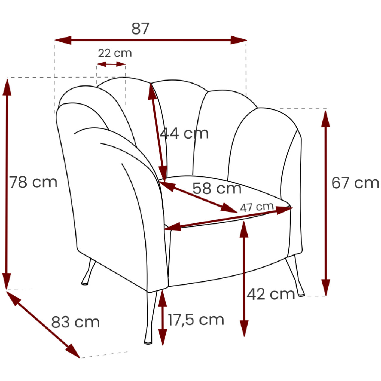 Wymiary: Fotel ADRIA