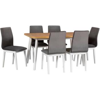 Stół OSLO 6 artisan laminat / biały + krzesła LUNA 1 (6szt.) biały / 18B 