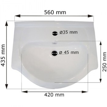 Wymiary: Umywalka ceramiczna SLIM SL6